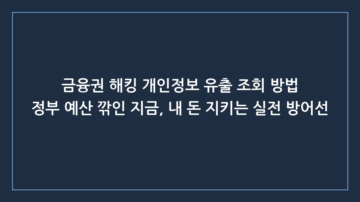 금융권 해킹 개인정보 유출 조회 방법, 정부 예산은 깎였다 내 통장 지키는 법